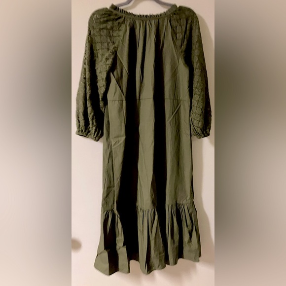 Gap Olive Green Lace Sleeve Cotton Maxi Dress - Size Medium - Picture 5 of 6